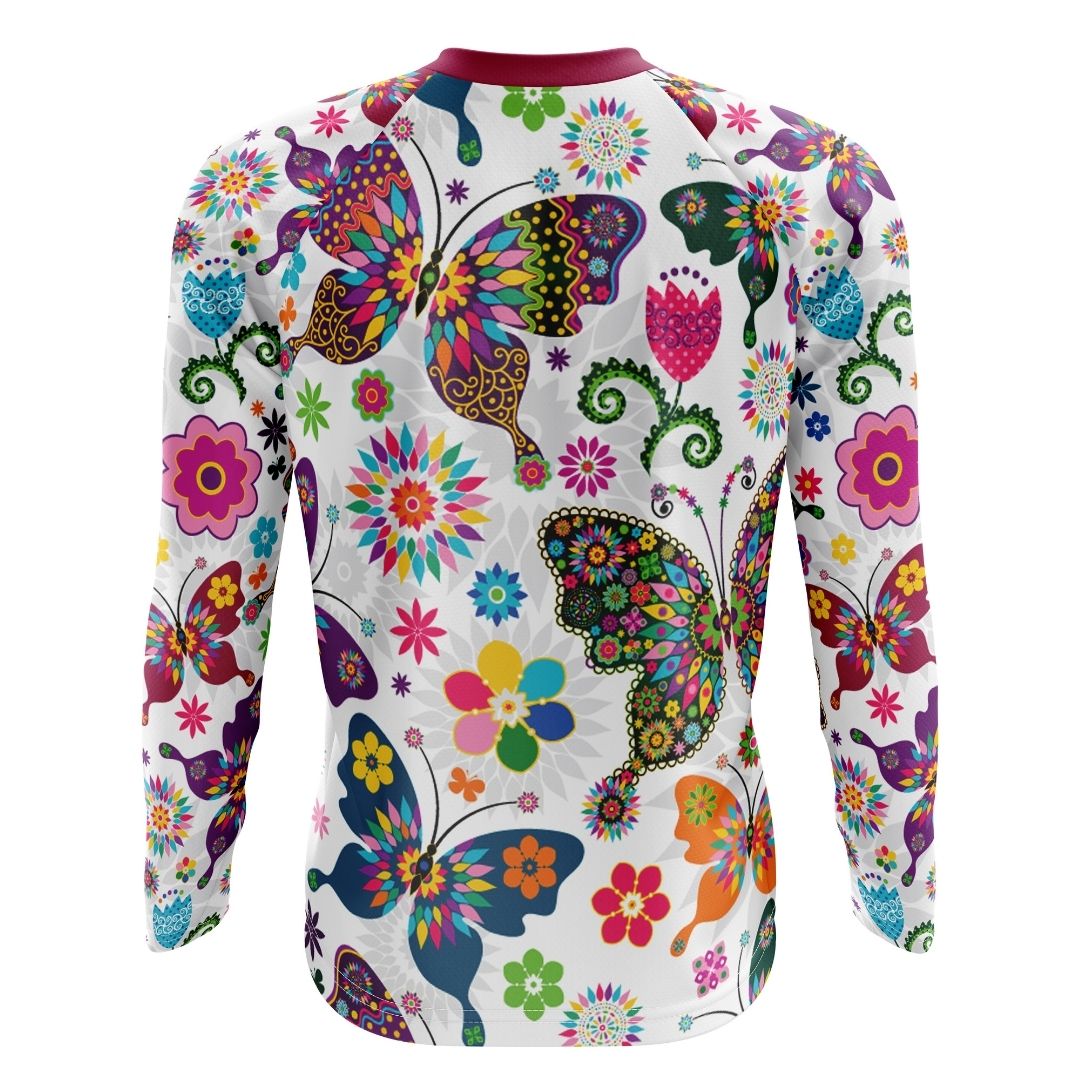 Breathable and comfortable long-sleeve MTB jersey with a fluttering butterfly motif.