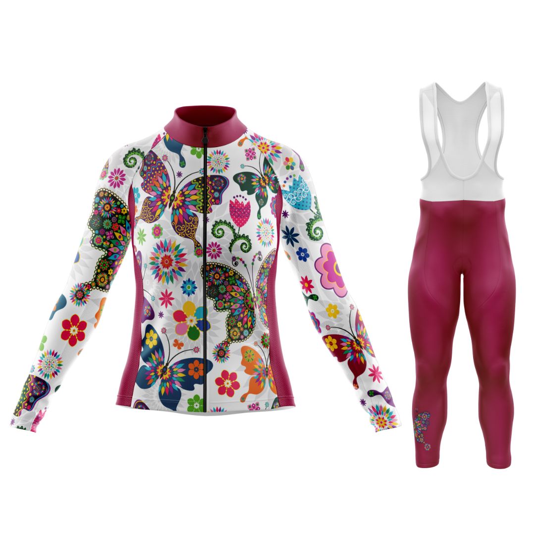 Butterfly Flutter | Women's Long Sleeve Cycling Set with bib tights