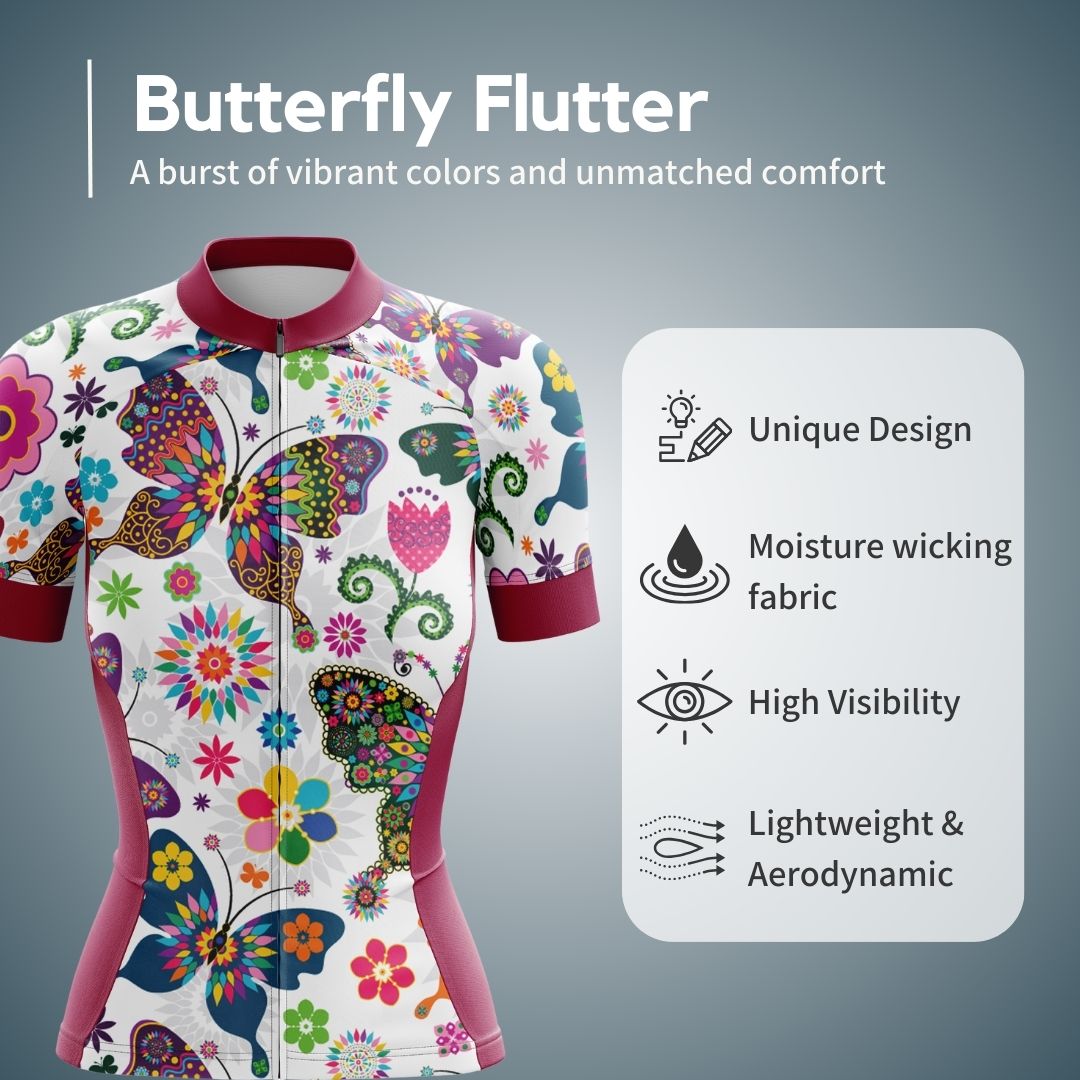 Butterfly Flutter | Women's Short Sleeve Cycling Jersey Features
