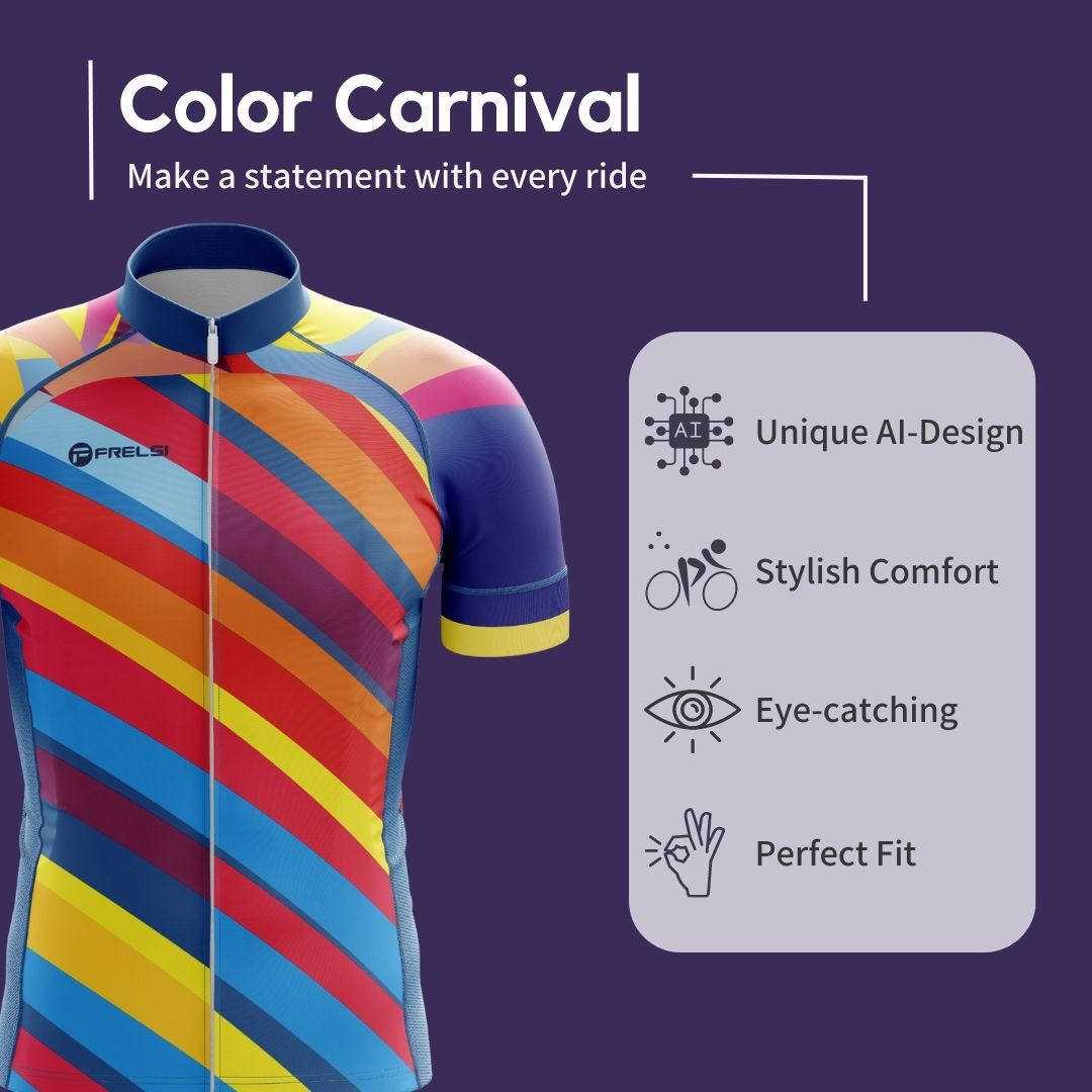 Color Carnival Men's Short Sleeve Cycling Jersey Highlights