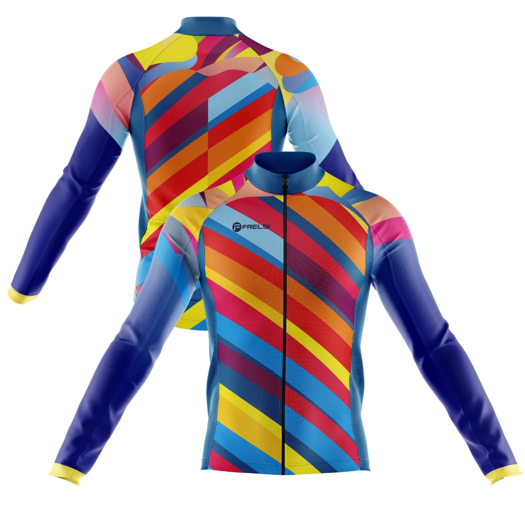 Colorful long cycling jersey for men with a many colors , called 'Color Carnival'