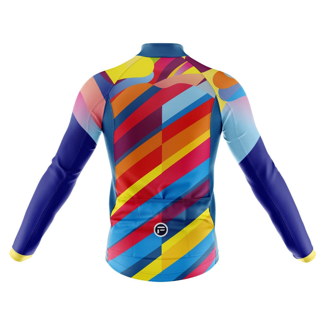Colorful long cycling jersey for men with a many colors , called 'Color Carnival'