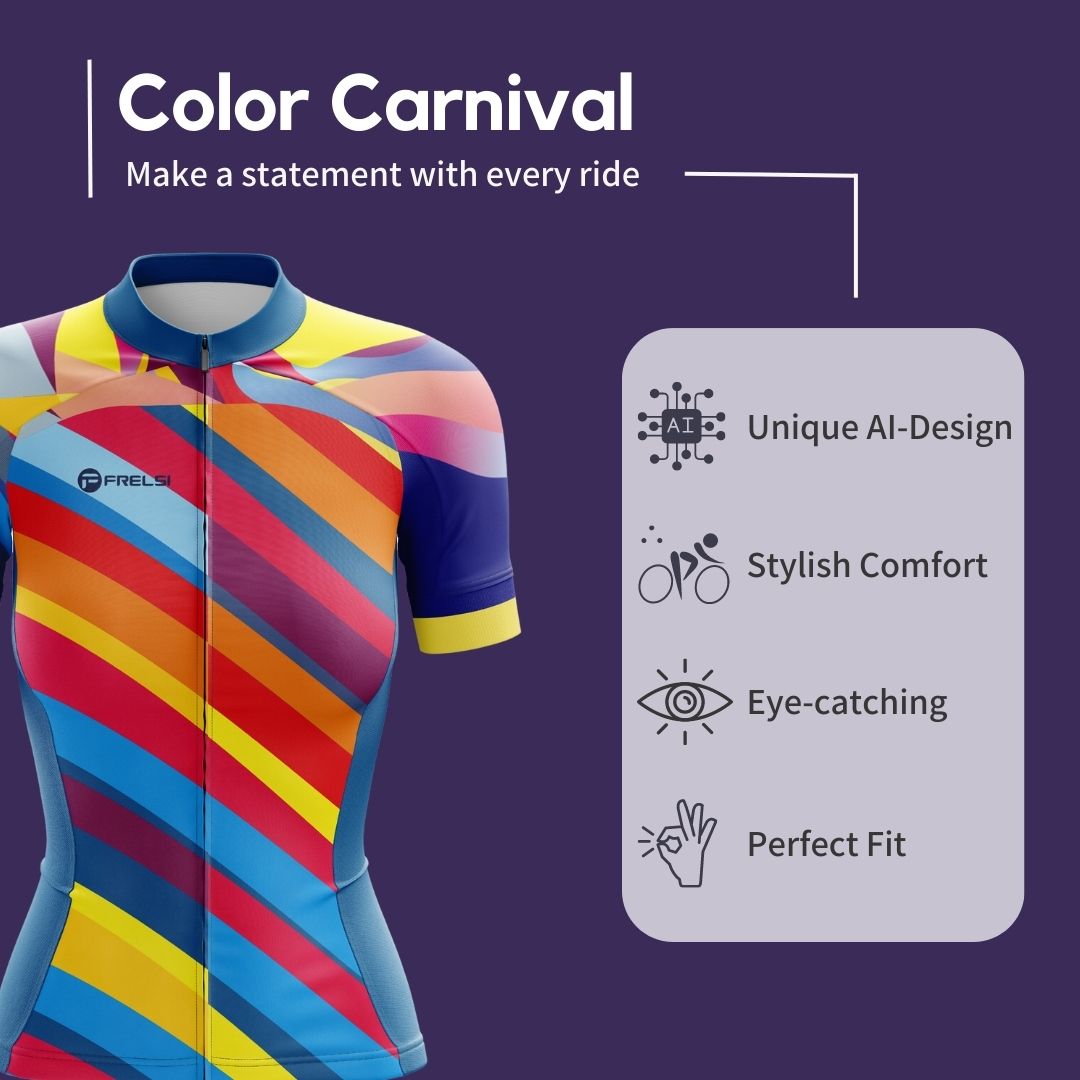 Color Carnival Women's Short Sleeve Cycling Jersey Highlights