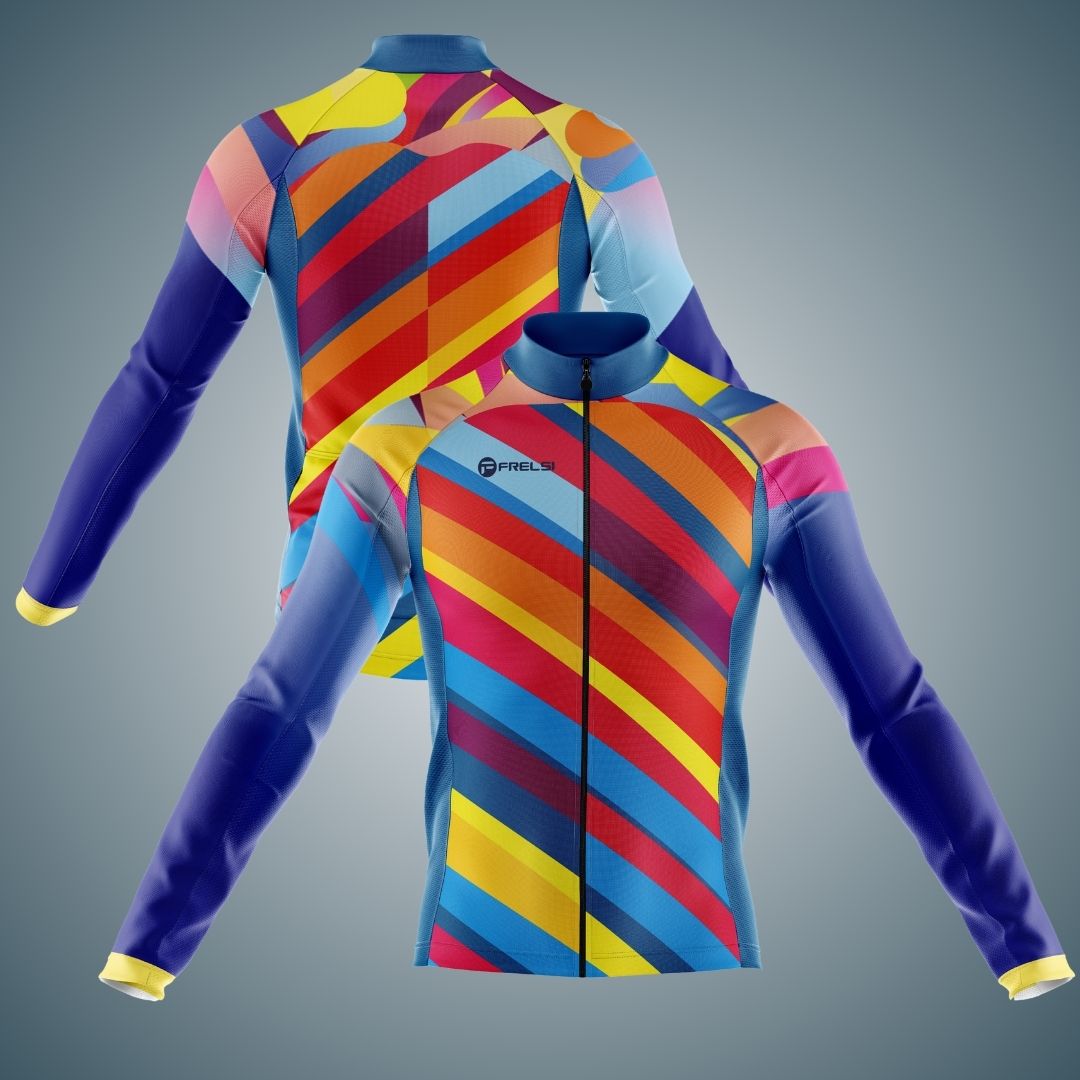 Color Carnival | Men's Long Sleeve Cycling Jersey with bold colors and one-of-a-kind design