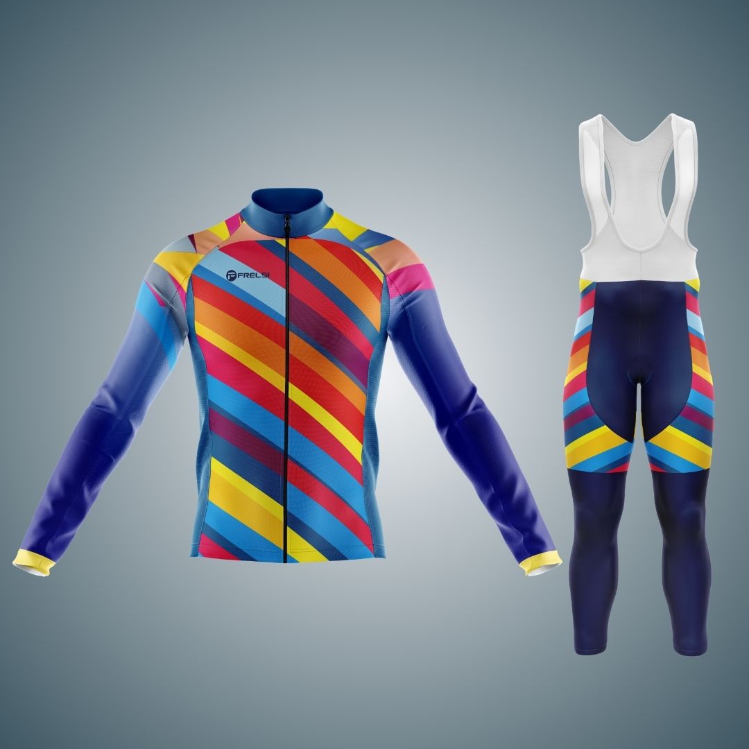 Color Carnival | Men's Long Sleeve Cycling kit with bold colors and one-of-a-kind design