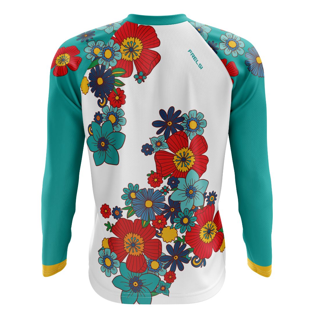 Colorful Flowers | Long Sleeve MTB Cycling Jersey Back