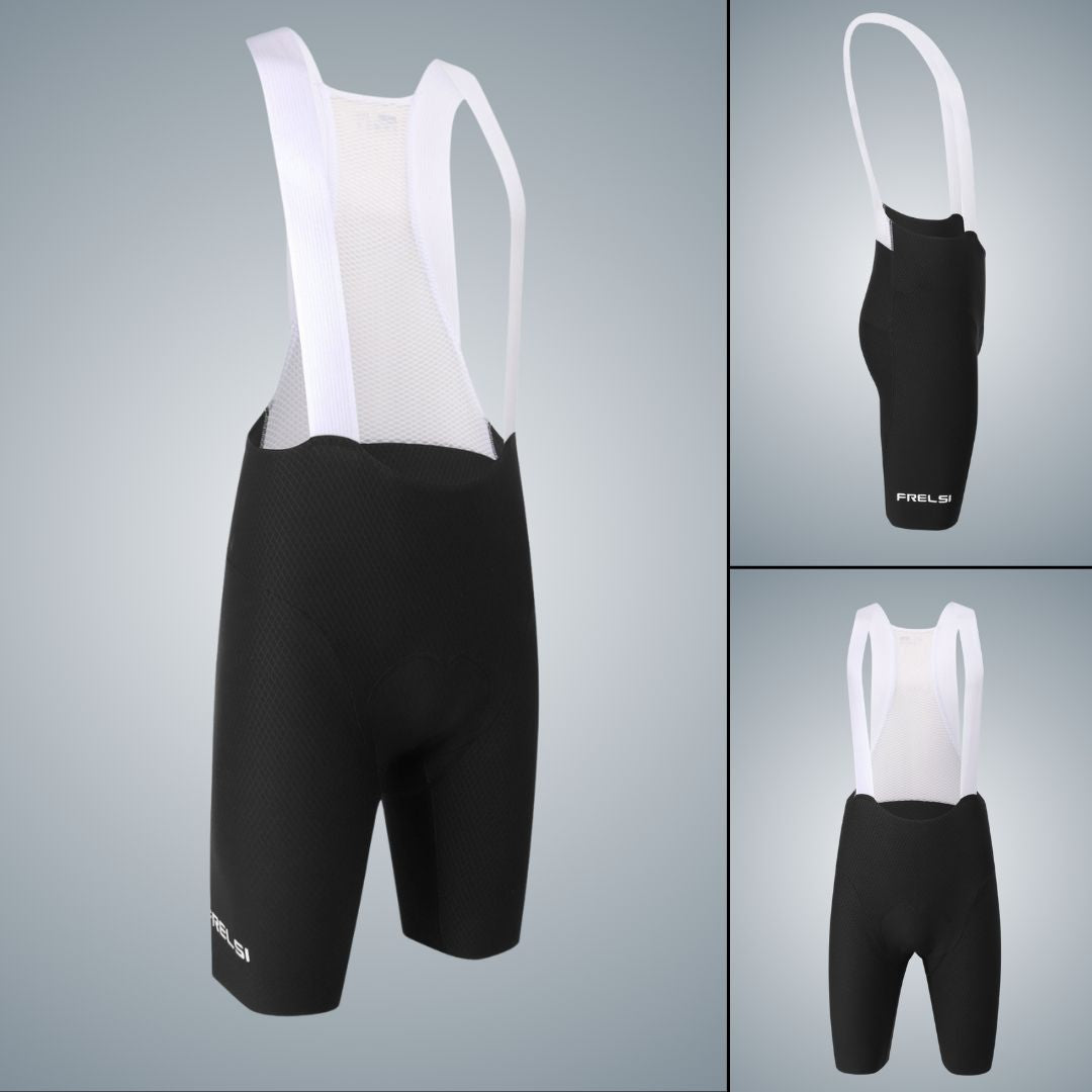 Pro Team Bib Shorts featuring Comfort-Flex Straps, flatlock stitching, and advanced chamois for superior comfort and performance