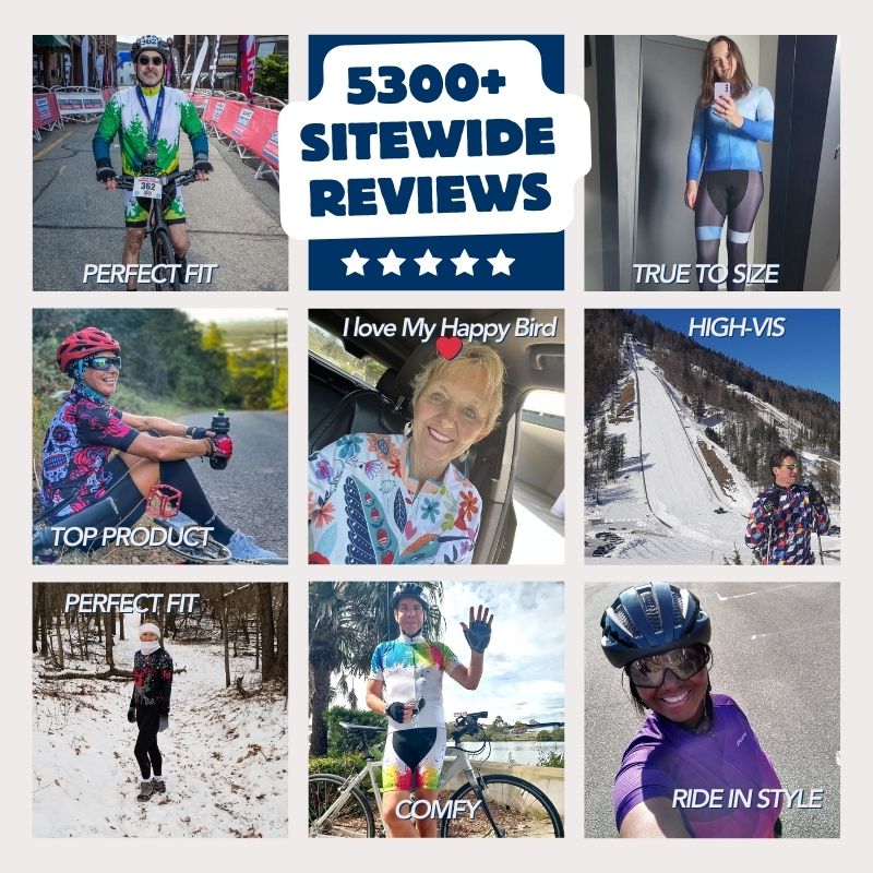A mix of men, women, and diverse cyclists - our jerseys fit everyone and get 5 stars!