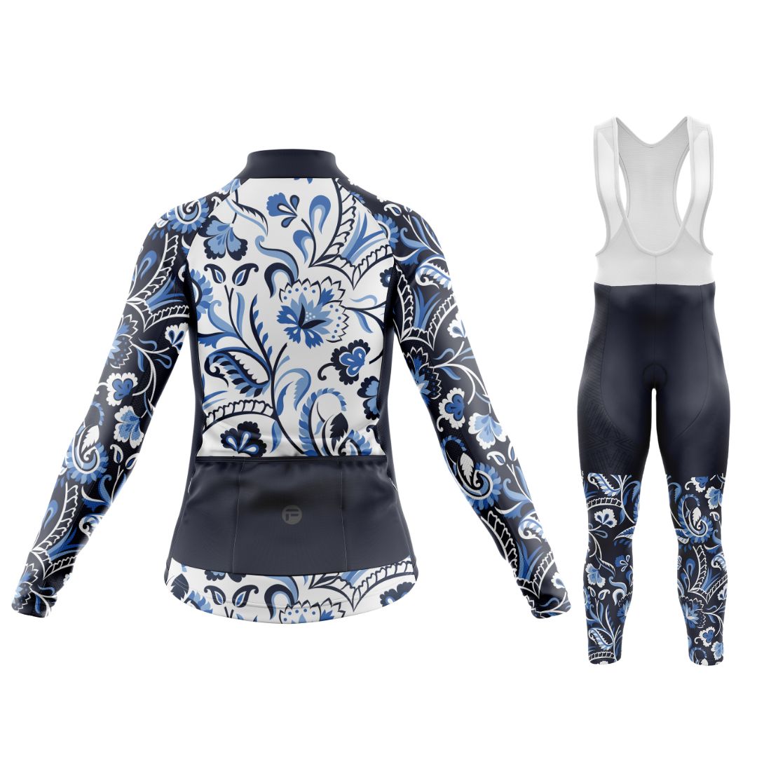 Back view of Daydream Dance Women's Long-Sleeve Cycling Jersey showing detailed colorful patterns