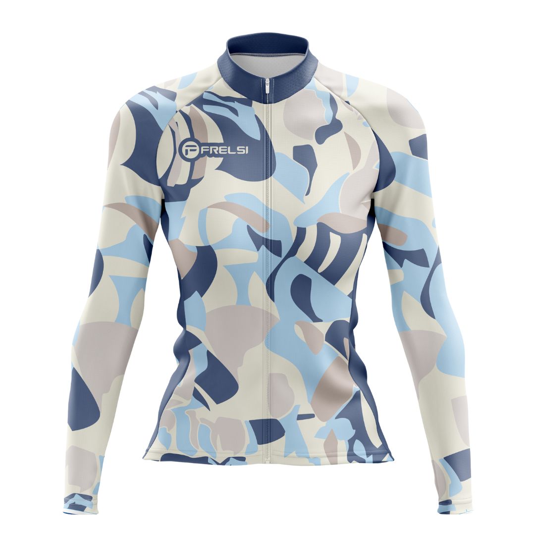 Women's Frelsi Mirage Long Sleeve Jersey, ideal for cooler rides and stylish performance.