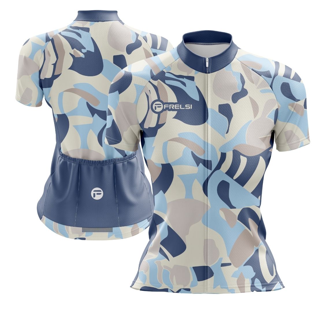 Frelsi Mirage Women's Short Sleeve Cycling Jersey featuring a stylish camo-inspired design.