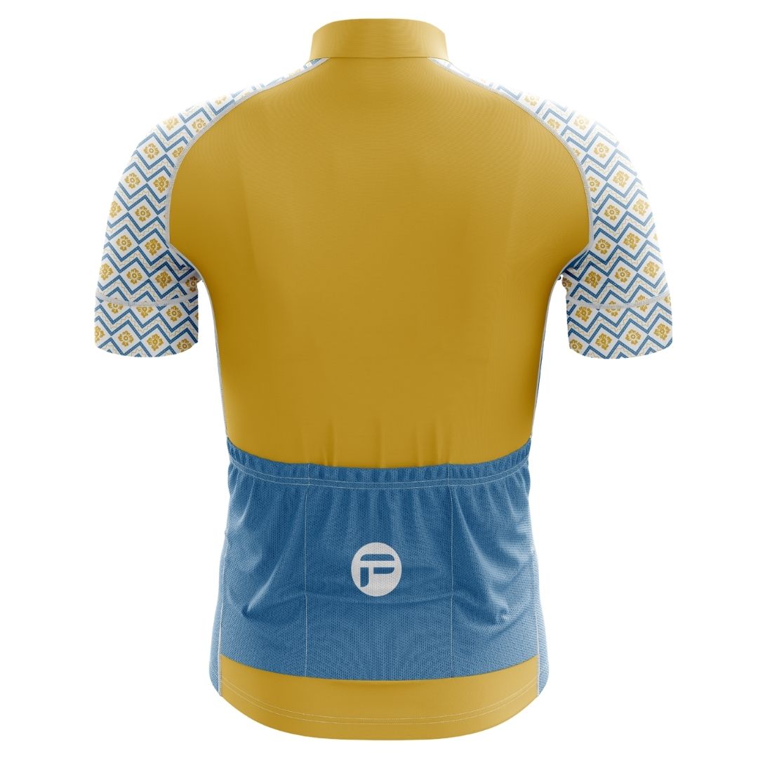 Men's Frelsi Radiance Short Sleeve Jersey featuring vibrant geometric patterns and premium fabric.