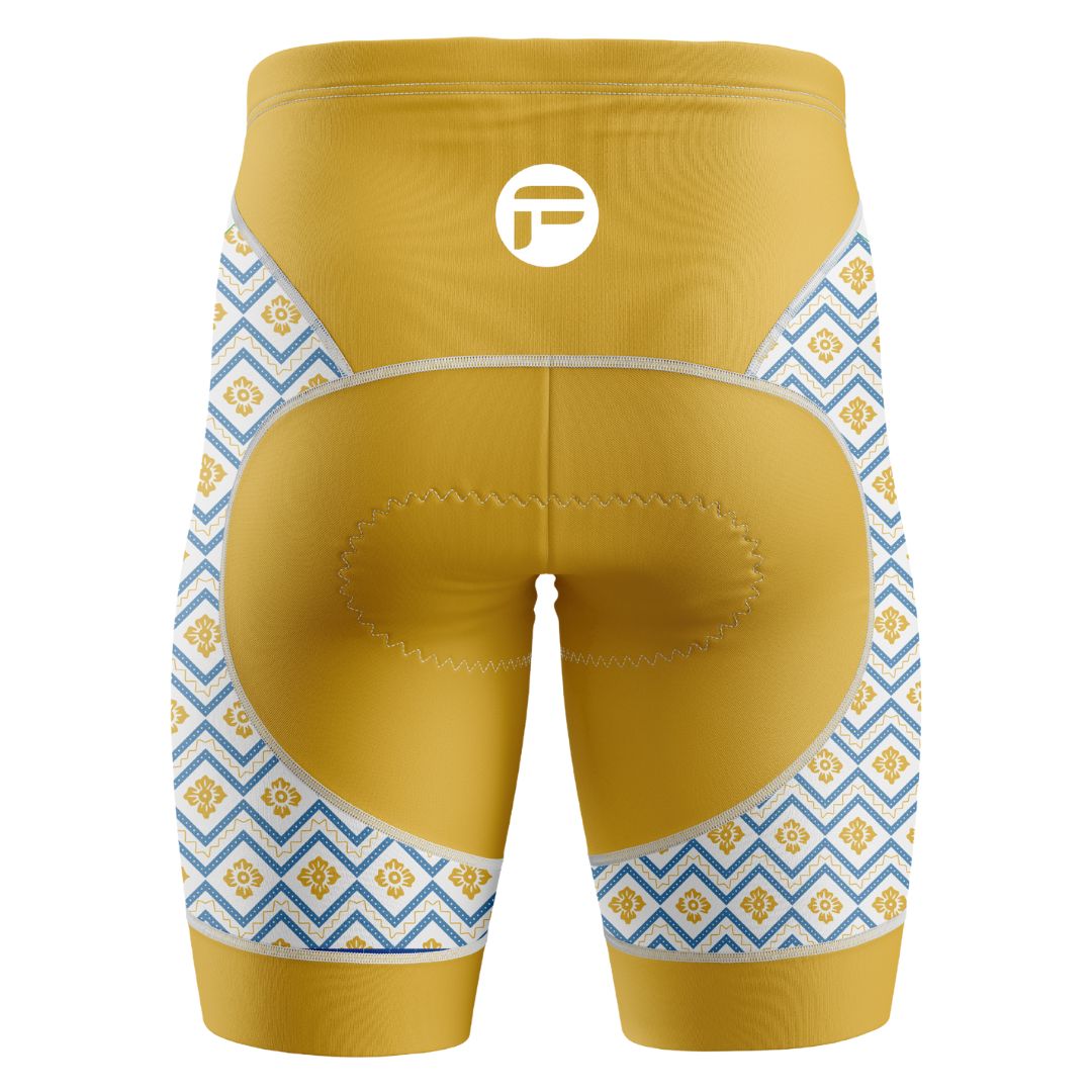 Frelsi Radiance Cycling Shorts with modern geometric print, ideal for comfortable and stylish rides.