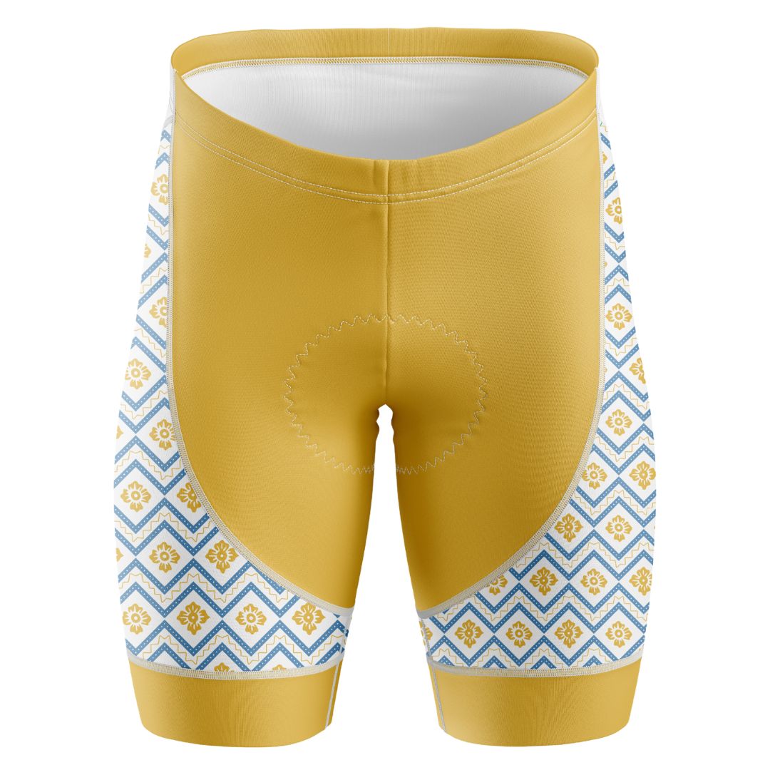 Frelsi Radiance Cycling Shorts with modern geometric print, ideal for comfortable and stylish rides.