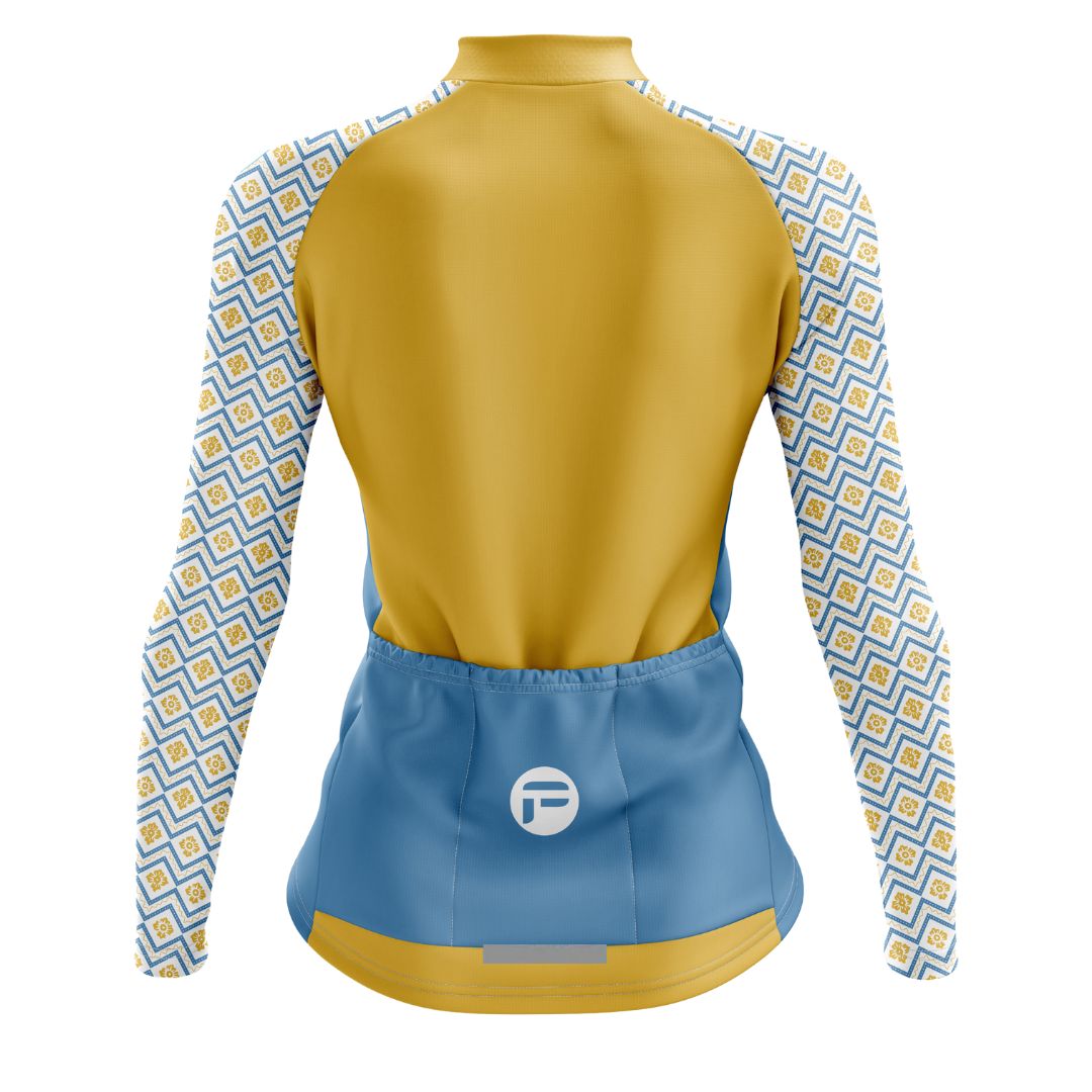 Frelsi Radiance Long Sleeve Cycling Jersey for women, combining elegance and performance in a striking design.