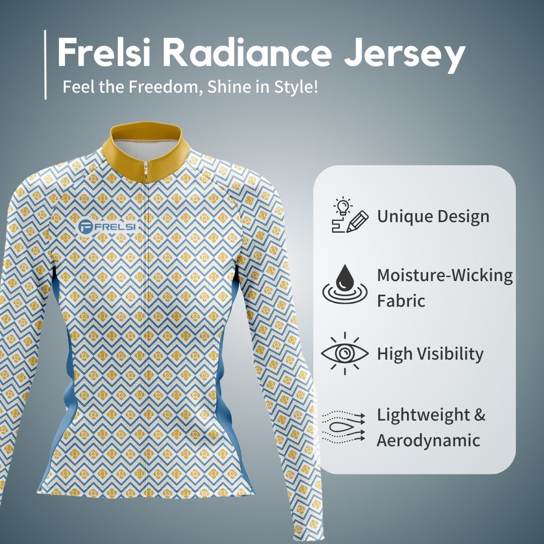 Performance-driven Women's Frelsi Radiance Long Sleeve Jersey with a modern geometric print and premium fabric.