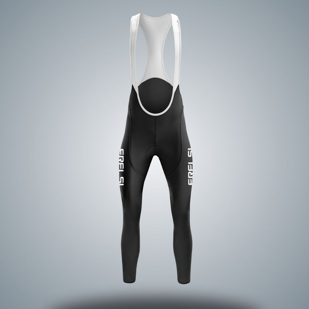 Most winter bib tights are made of fabric with a fleeced inner surface that's designed to add extra insulation.