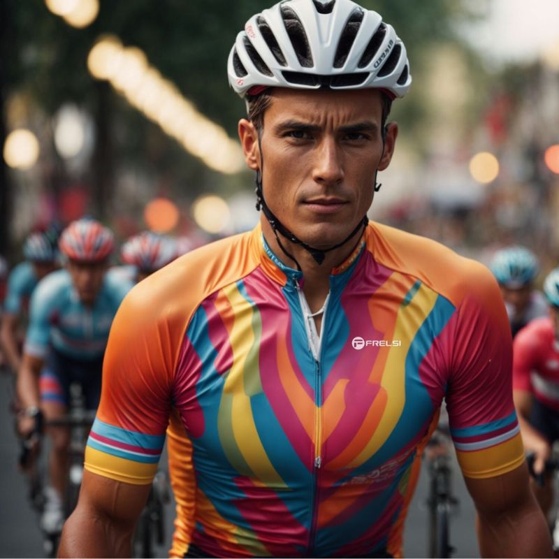 Cyclist Man wearing a Cycling jersey By Frelsi generated by AI