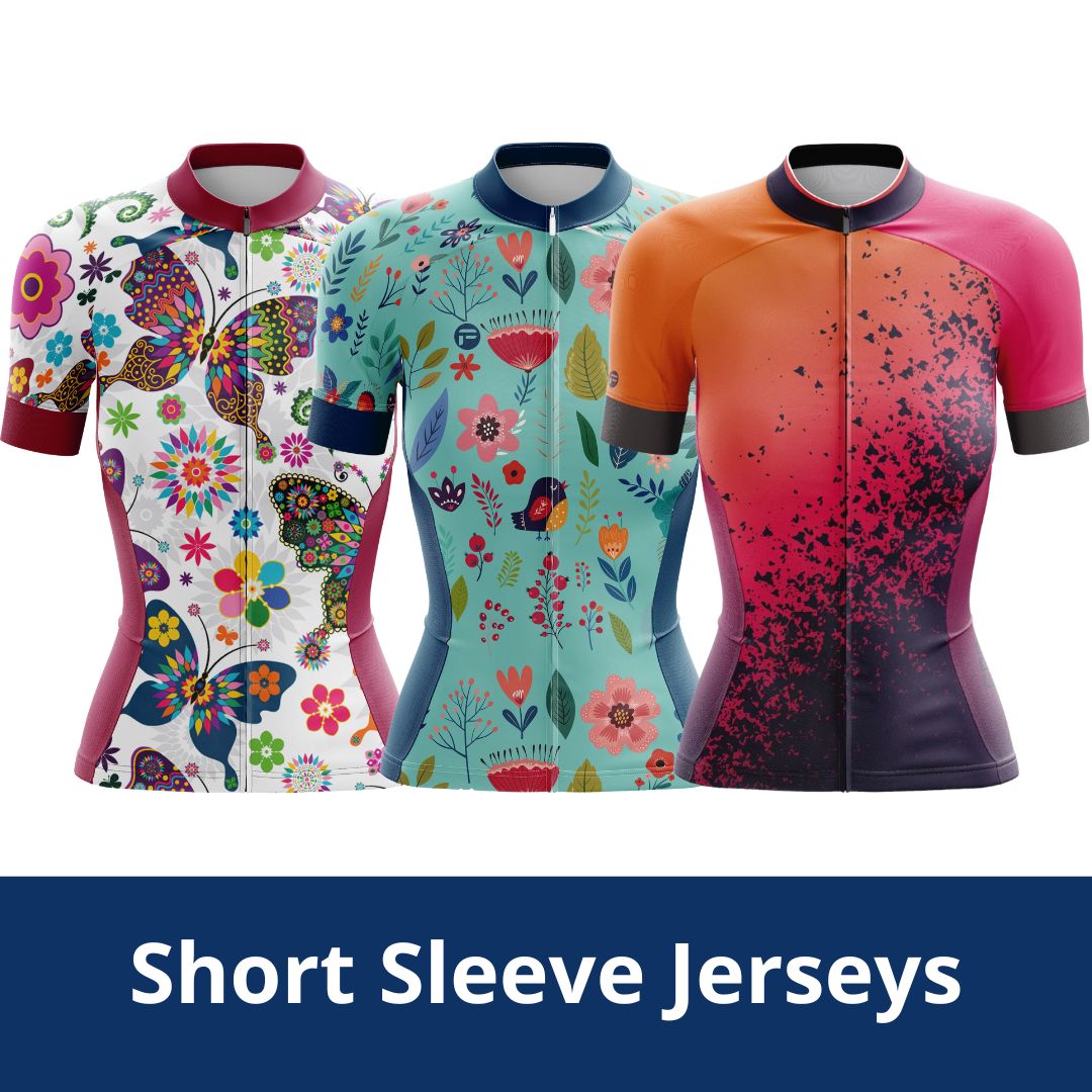 Blooming style on the bike: Explore our collection of women's floral short sleeve cycling jerseys.