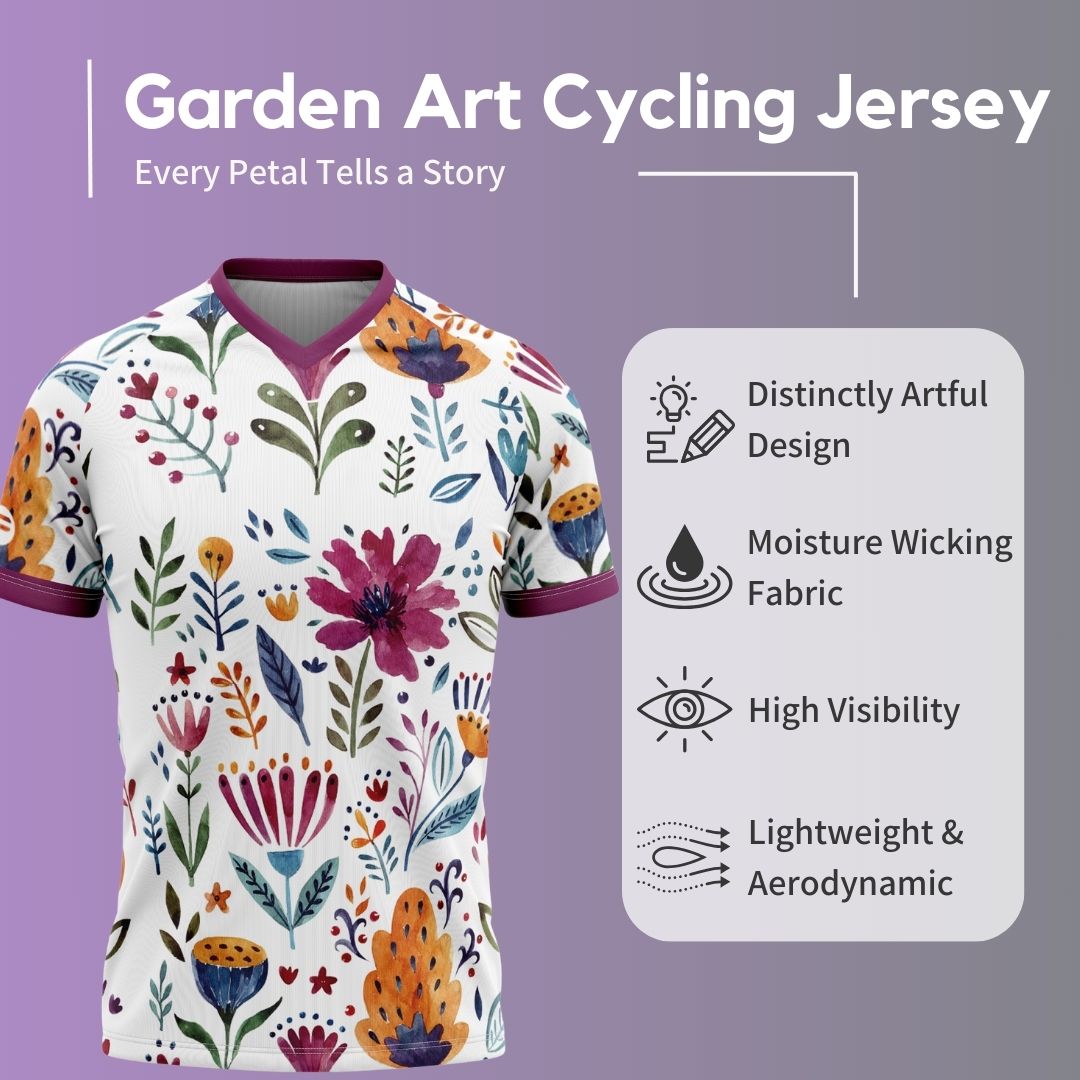 Cycling Frelsi's Garden Art: A long-sleeve MTB jersey that's a wearable work of art. Breathable, comfortable, and features a stunning floral design.