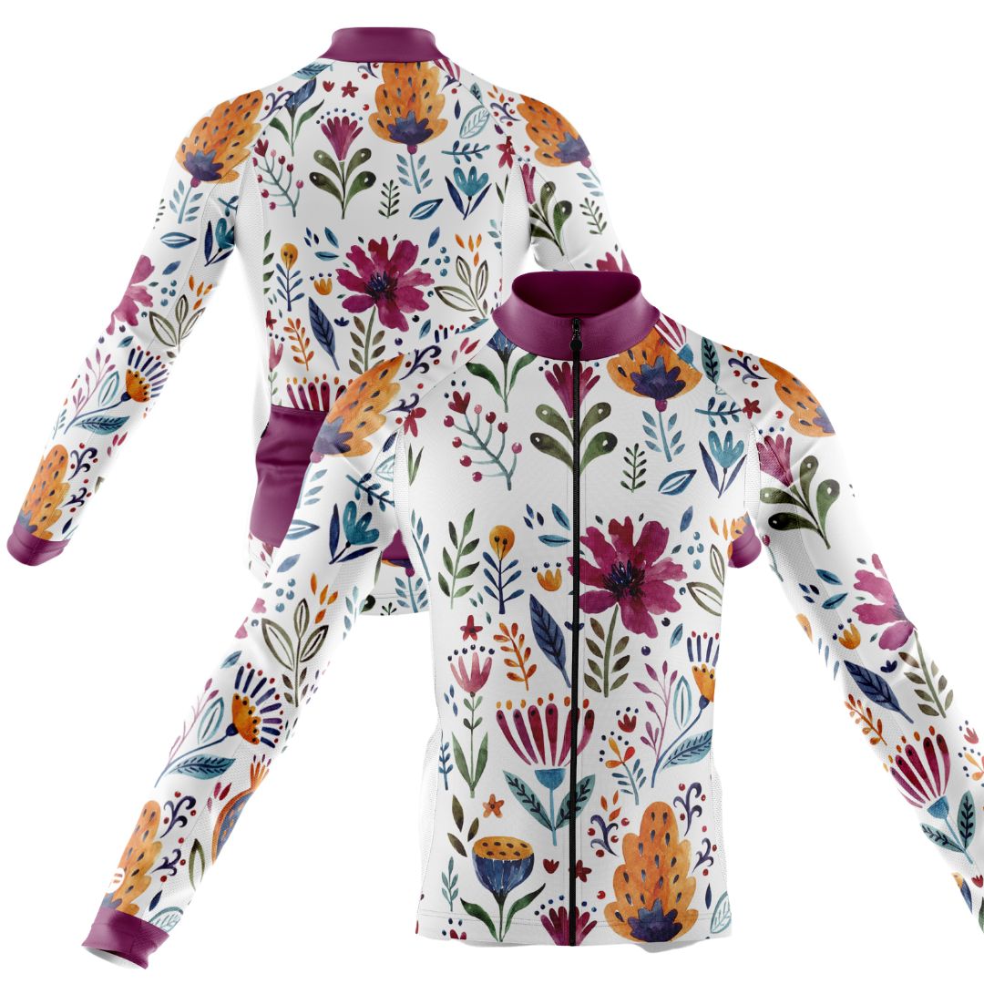 Garden Art Men's Long Sleeve Cycling Jersey featuring vibrant floral design
