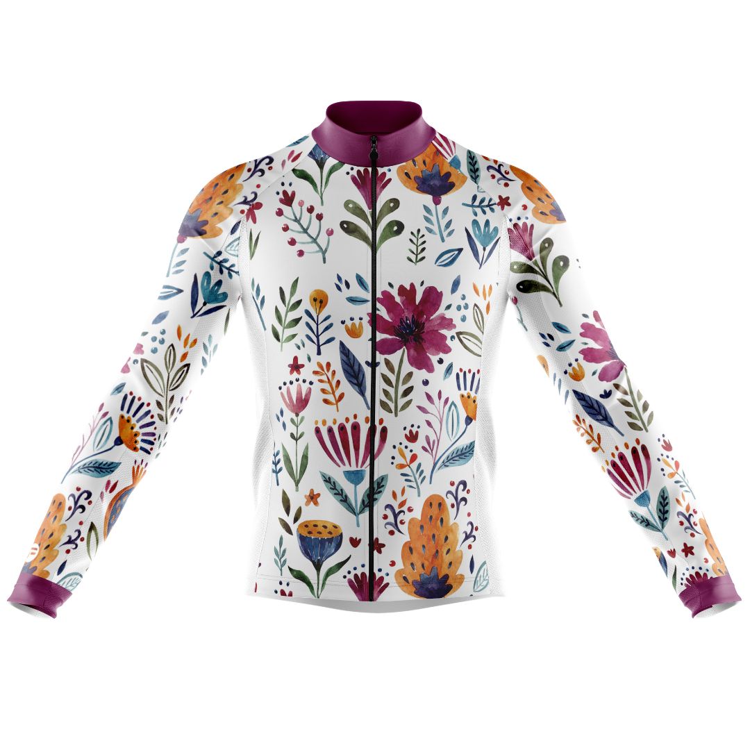 Garden Art Men's Long Sleeve Cycling Jersey featuring vibrant floral design