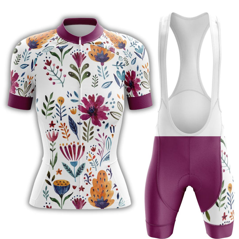 Garden Art Cycling Kit with bibs featuring vibrant floral design