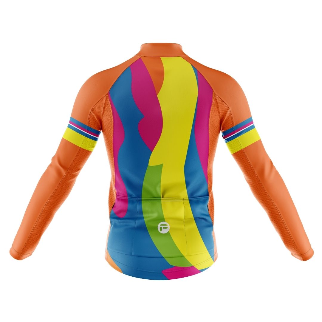 Harmony Hues | Men's Long Sleeve Cycling Jersey Back Image