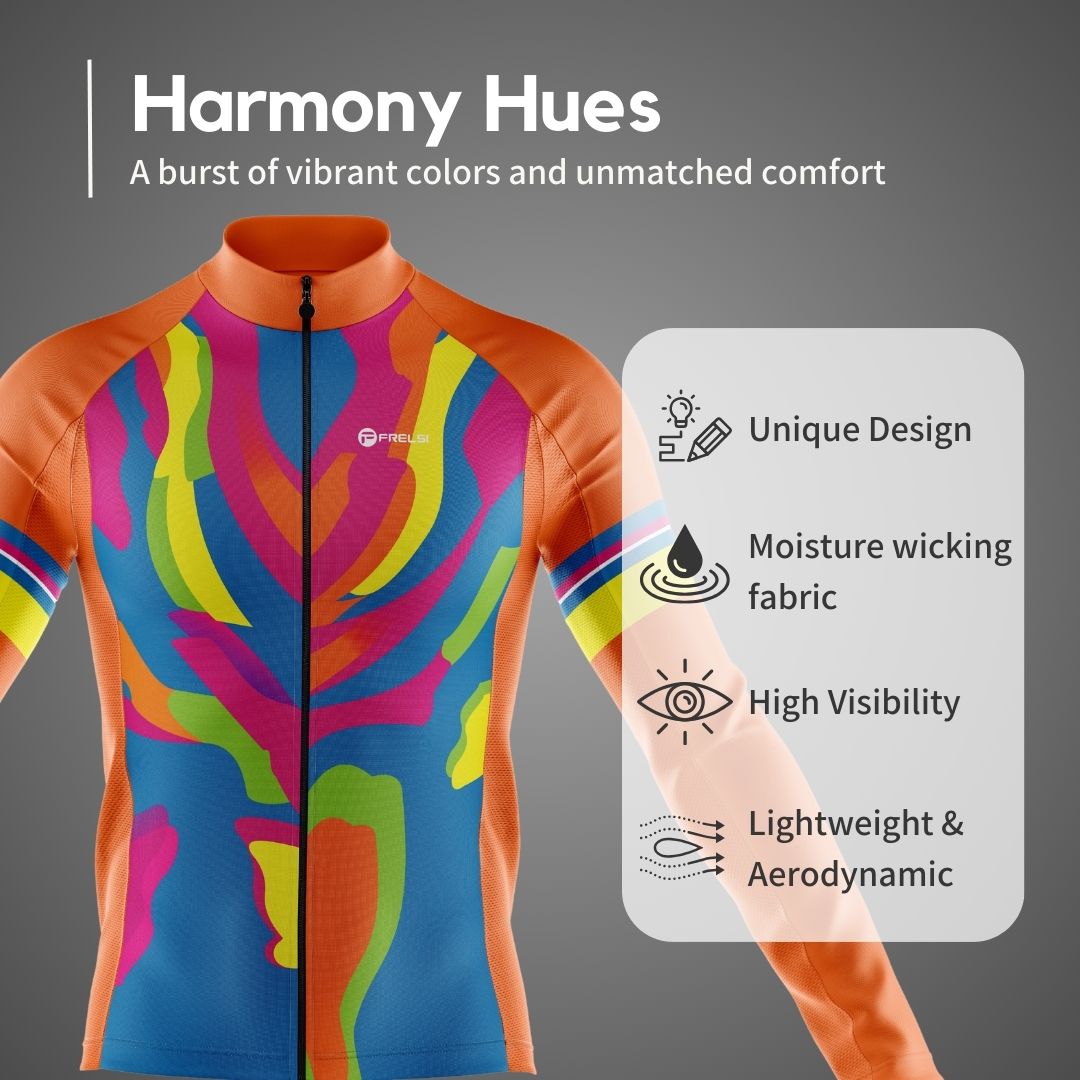 Harmony Hues | Men's Long Sleeve Cycling Jersey Key Features