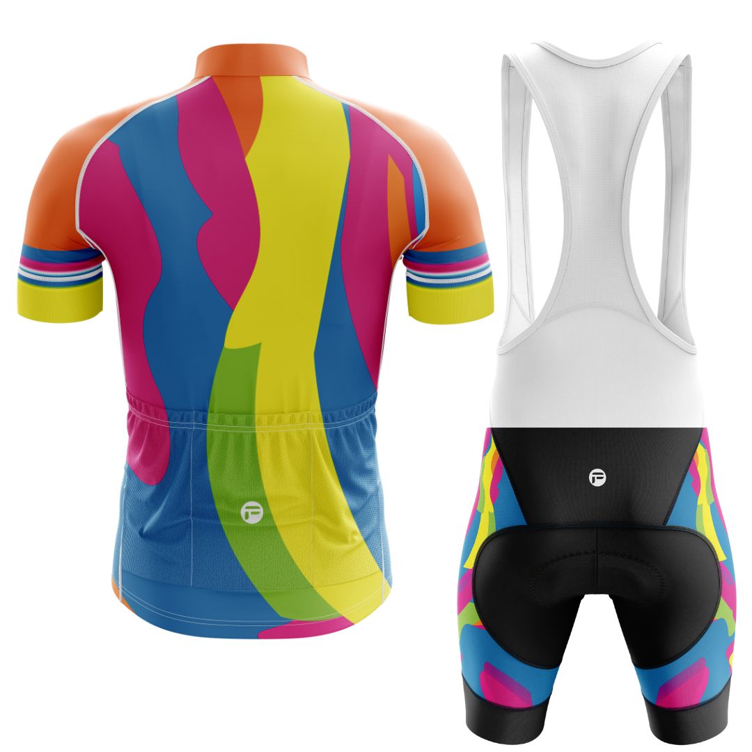 Harmony Hues | Men's Short Sleeve Cycling Set with Bib Shorts Back Image
