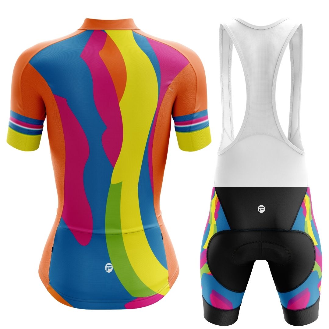 Harmony Hues | Women's Short Sleeve Cycling Set with Bib shorts back image