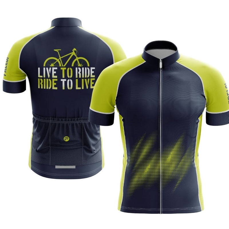 Feel the earth thrum beneath your tires, the sun kiss your skin. "Live to Ride, Ride to Live" jersey: your second skin on the open road, a constant reminder of what makes your heart sing.