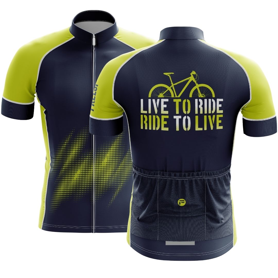 Feel the earth thrum beneath your tires, the sun kiss your skin. "Live to Ride, Ride to Live" jersey: your second skin on the open road, a constant reminder of what makes your heart sing.