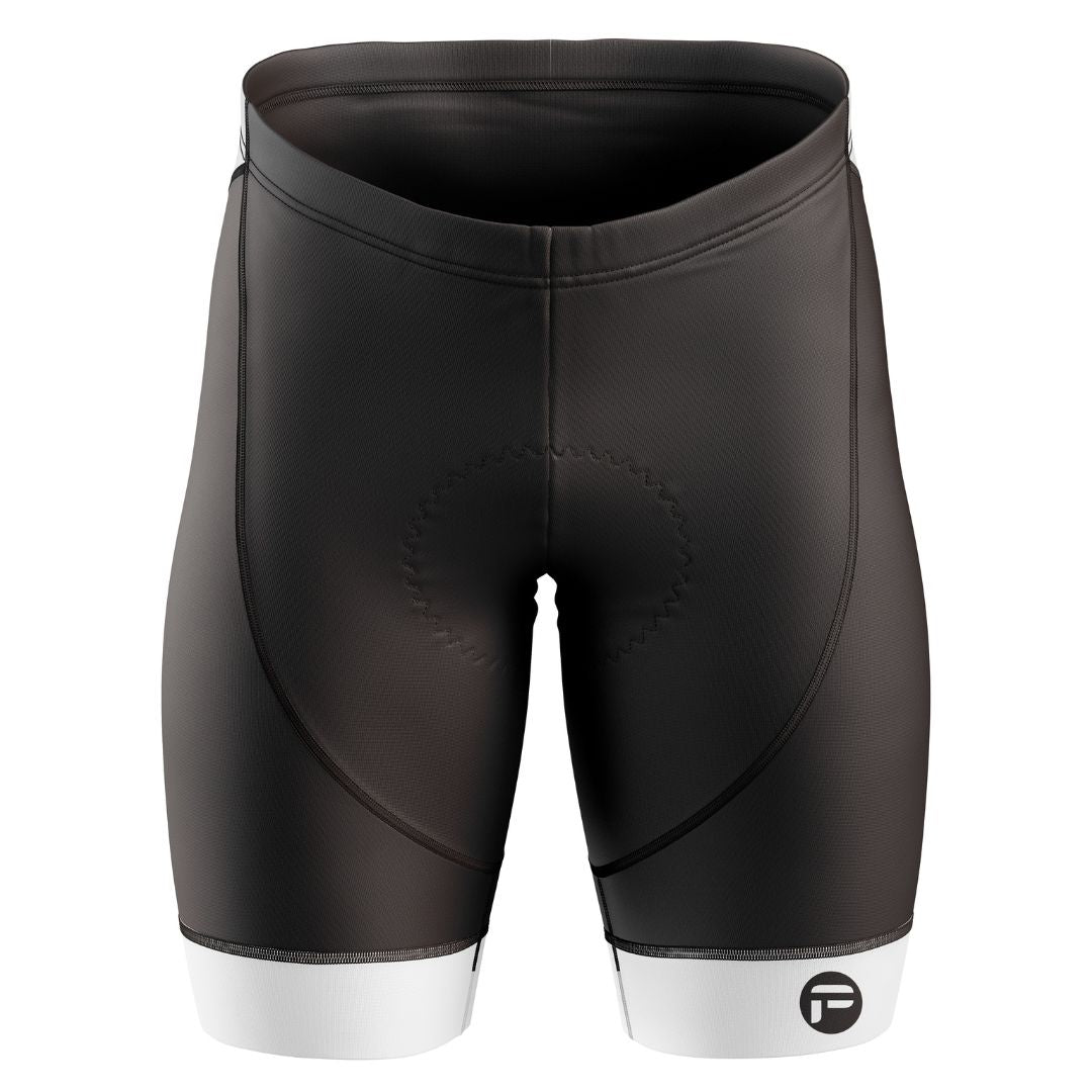 Men's cycling shorts with a bold black-and-white design, offering breathable fabric and a sleek fit for every ride.