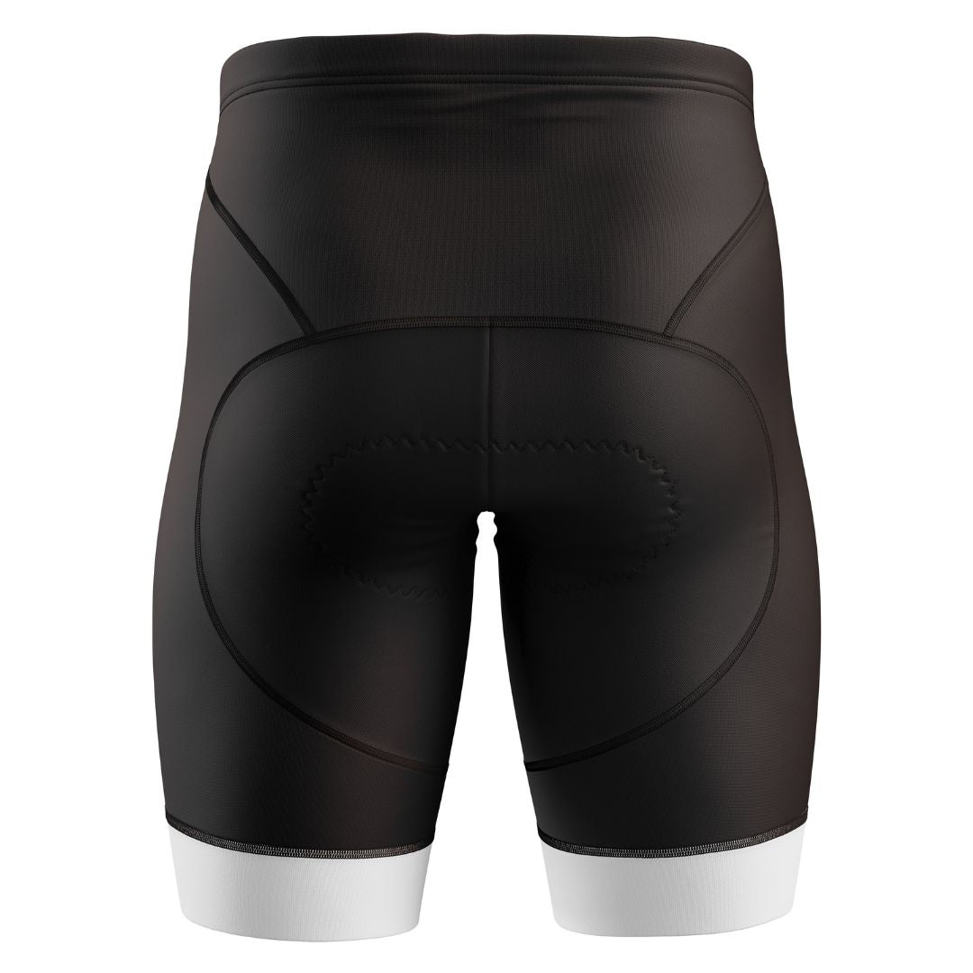 Men's cycling shorts with a bold black-and-white design, offering breathable fabric and a sleek fit for every ride.