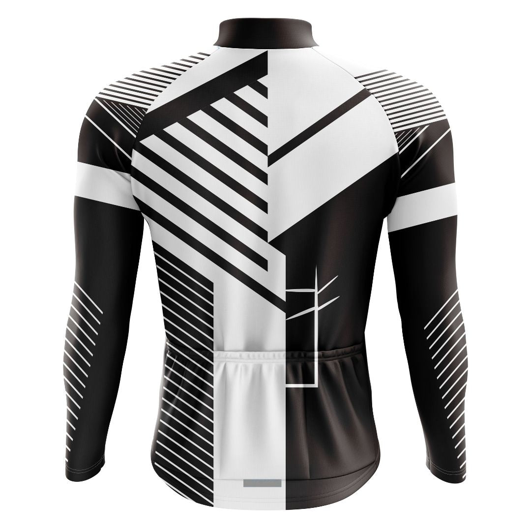 Performance-driven men's long sleeve jersey with a bold geometric design, offering comfort and sophistication for cooler rides.