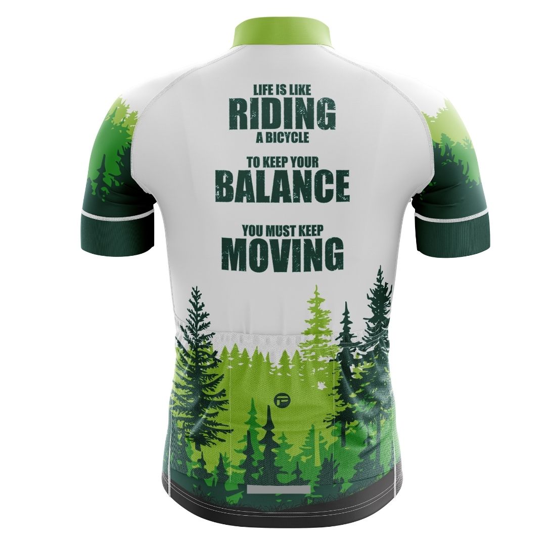 Life in The Saddle | Men's Short Sleeve Cycling Jersey Back Image Slogan