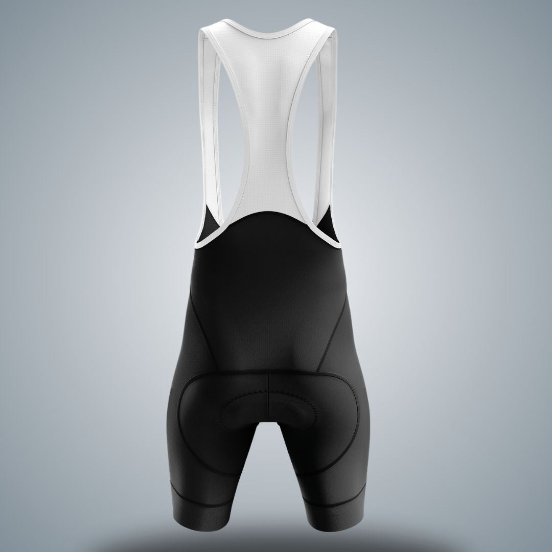 Men's Classic Bib Shorts Back view with white supportive straps