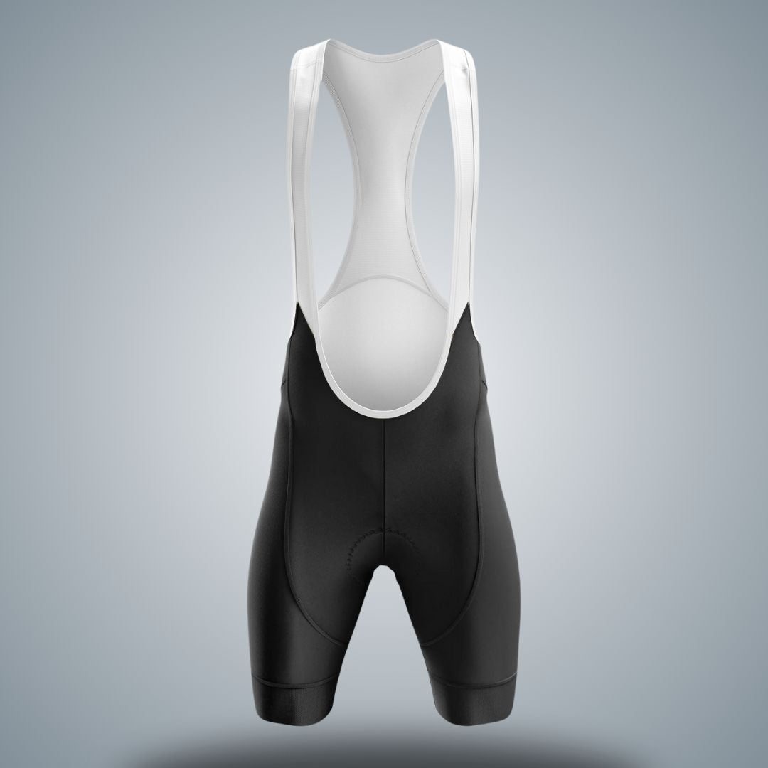 Men's Classic Bib Shorts front view showcasing high Quality features and white supportive straps