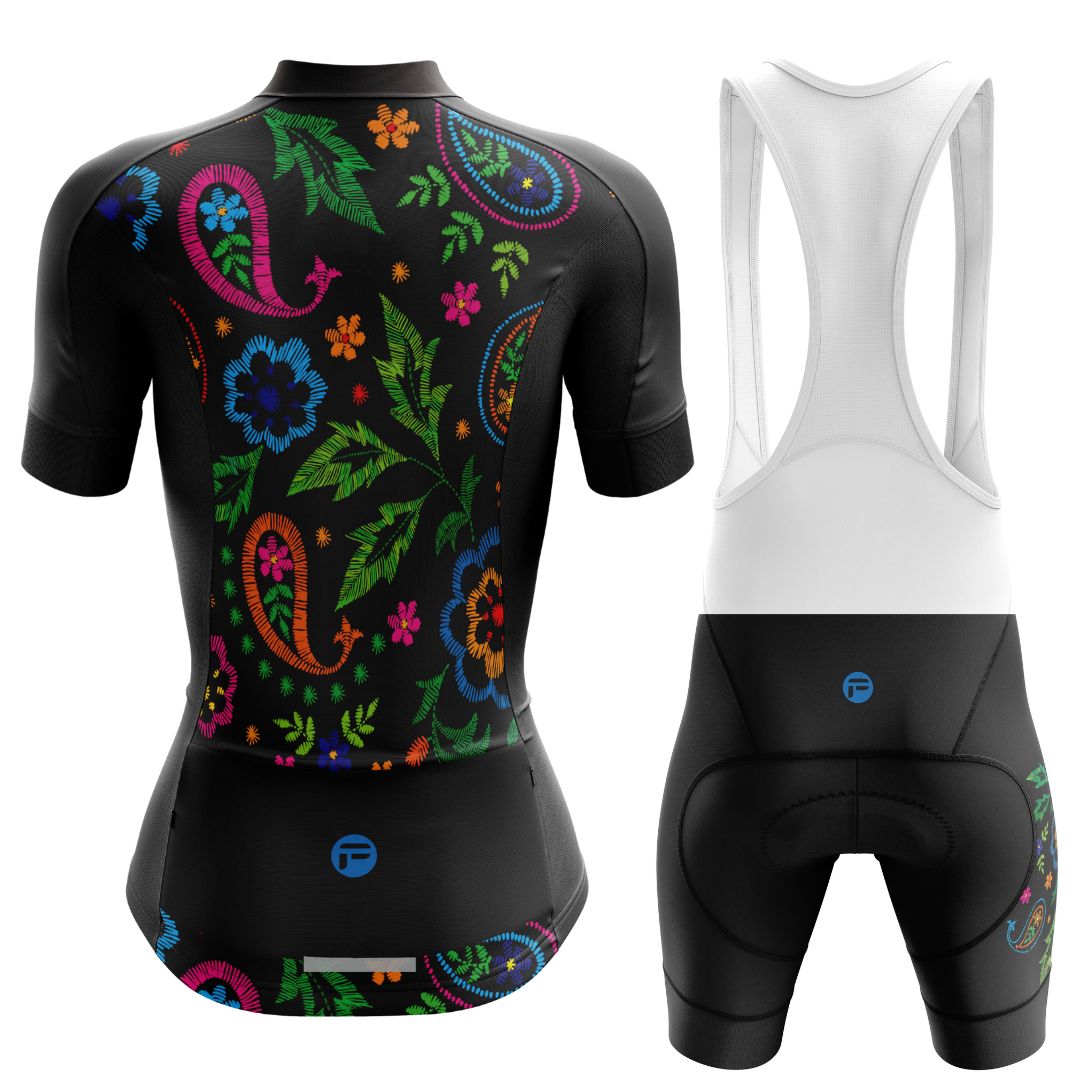 Midnight Bloom| Women's Short Sleeve Cycling Set Back Image