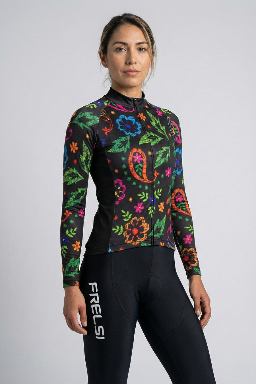¡NOVEDAD! Maillot ciclista de manga larga para mujer Midnight Bloom