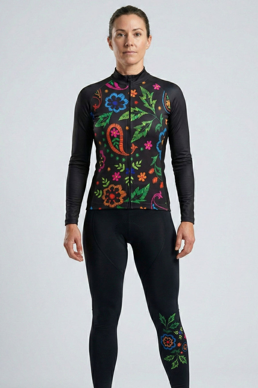 Midnight Bloom | Women's Long Sleeve Cycling Set