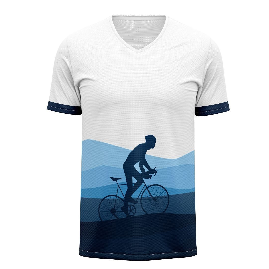 A lone cyclist conquers a winding mountain road, painted in the jersey's bold design. Wind whispers "My Only Fix" as wheels sing freedom's song.