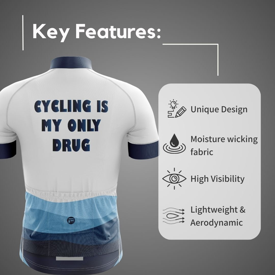 High-performance fabric meets bold design. "My Only Fix" cycling jersey: engineered for comfort, fueled by passion, ready for your next adventure.