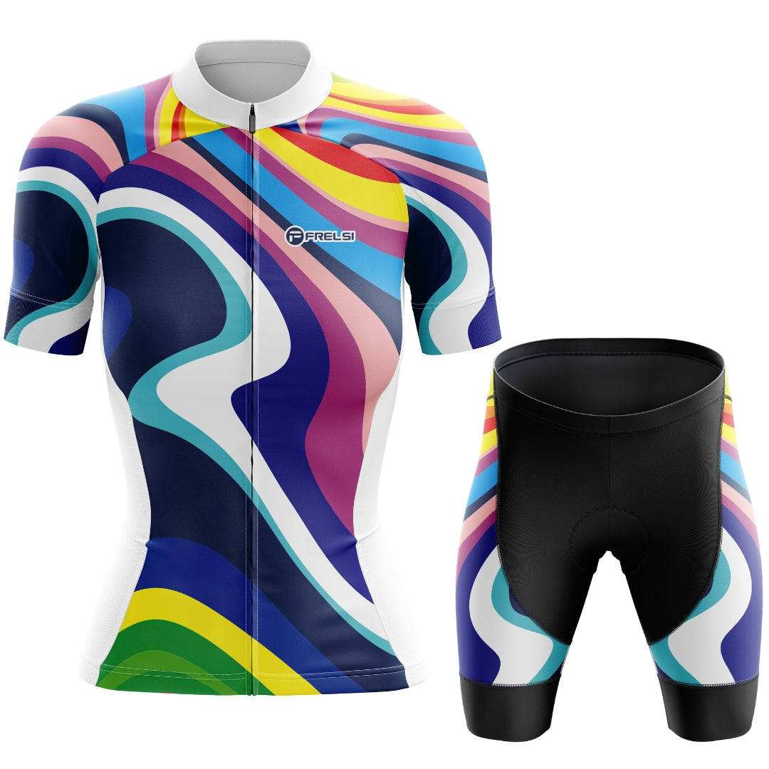 Colorful cycling Set with a spectrum of hues, called 'My Rainbow Sprint'
