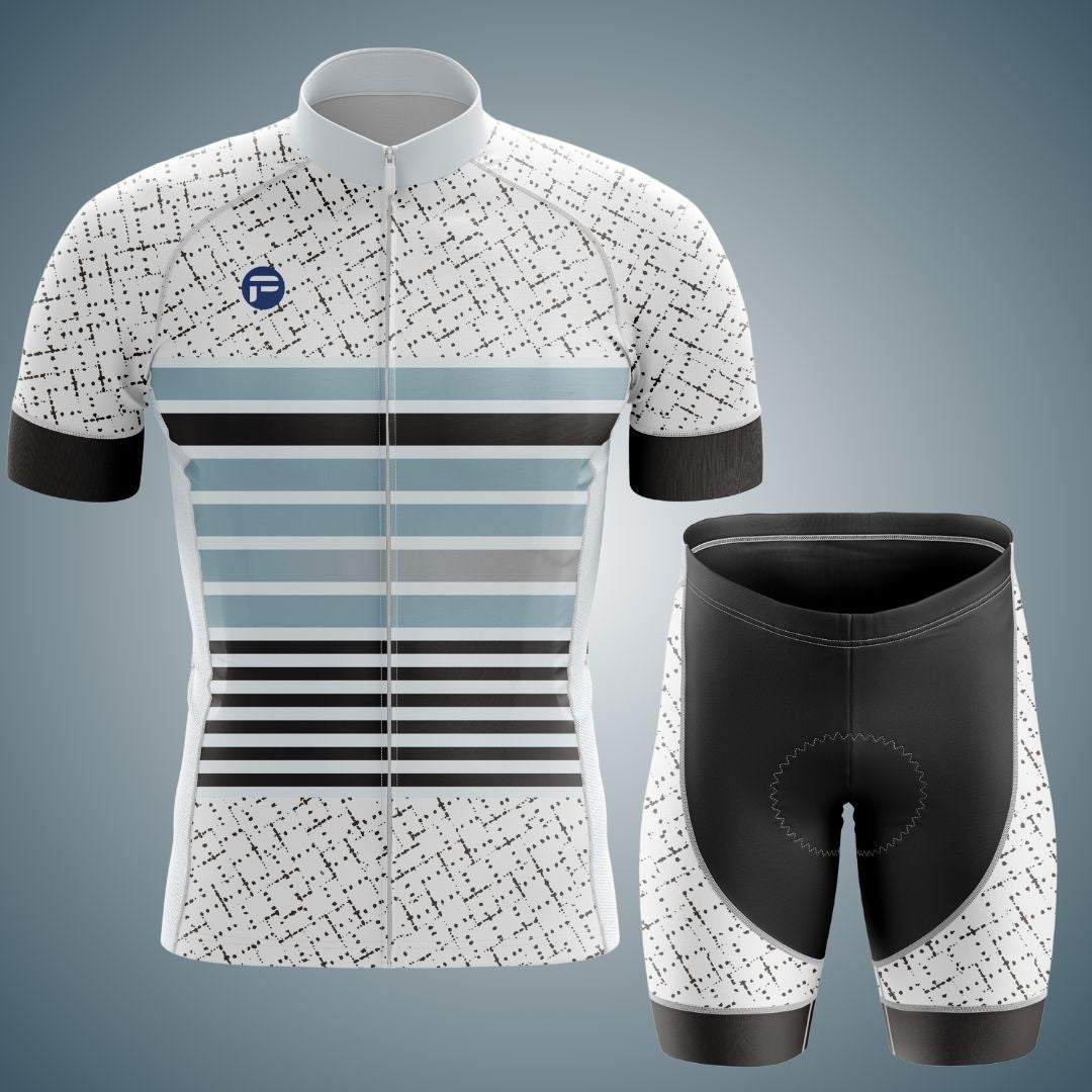 Men's Neo Stripes Short Sleeve Cycling Set with a sleek, tech-inspired design and bold linear patterns for a modern look.