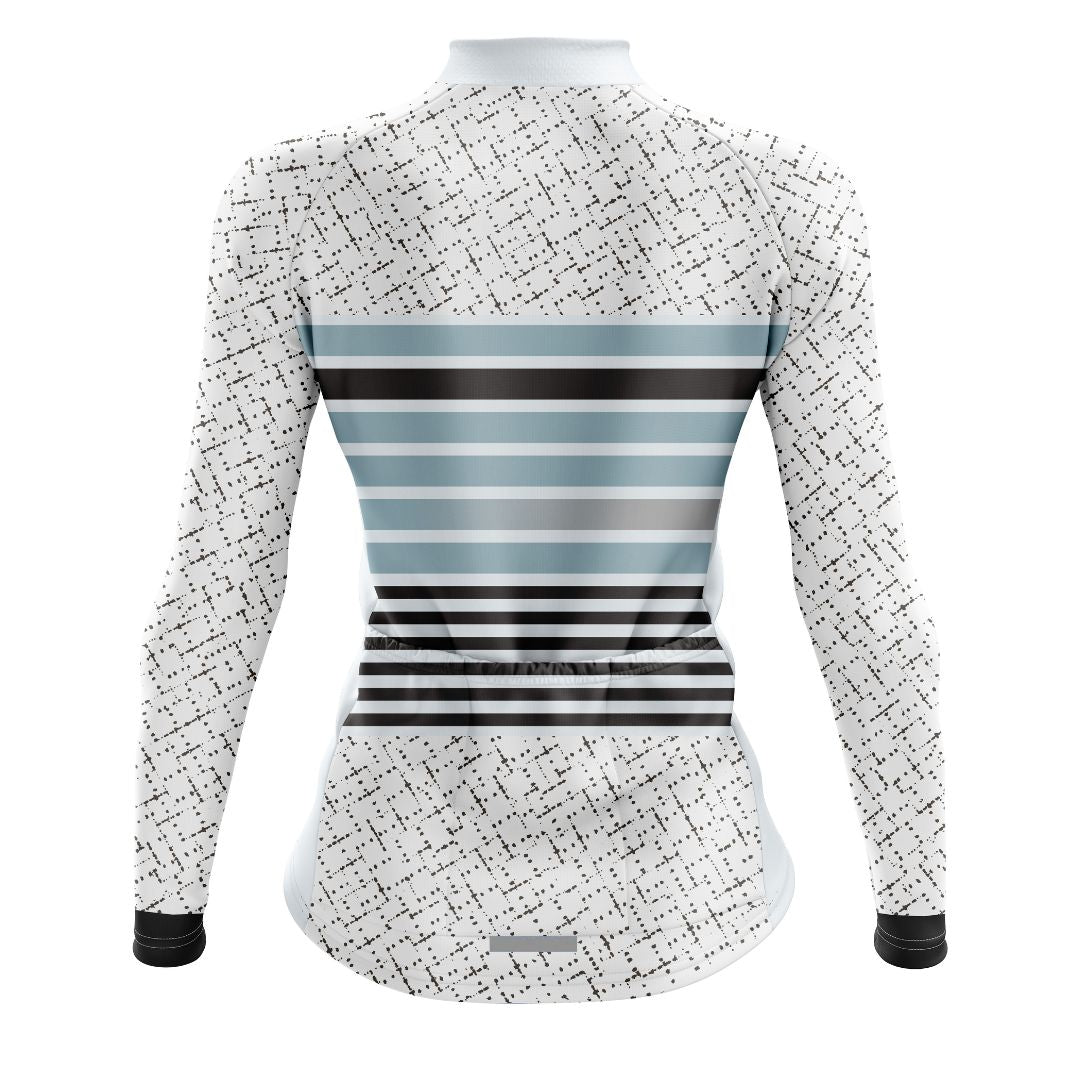 Lightweight and moisture-wicking women's long sleeve cycling jersey with a futuristic stripe design for maximum comfort and performance