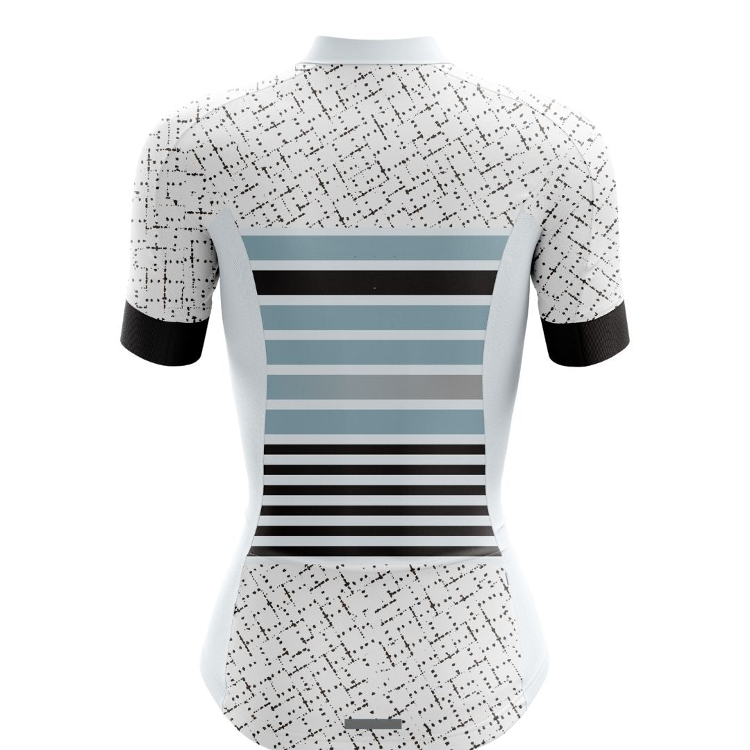 Frelsi short sleeve cycling jersey with a bold, futuristic stripe pattern, crafted for riders who demand style and functionality.