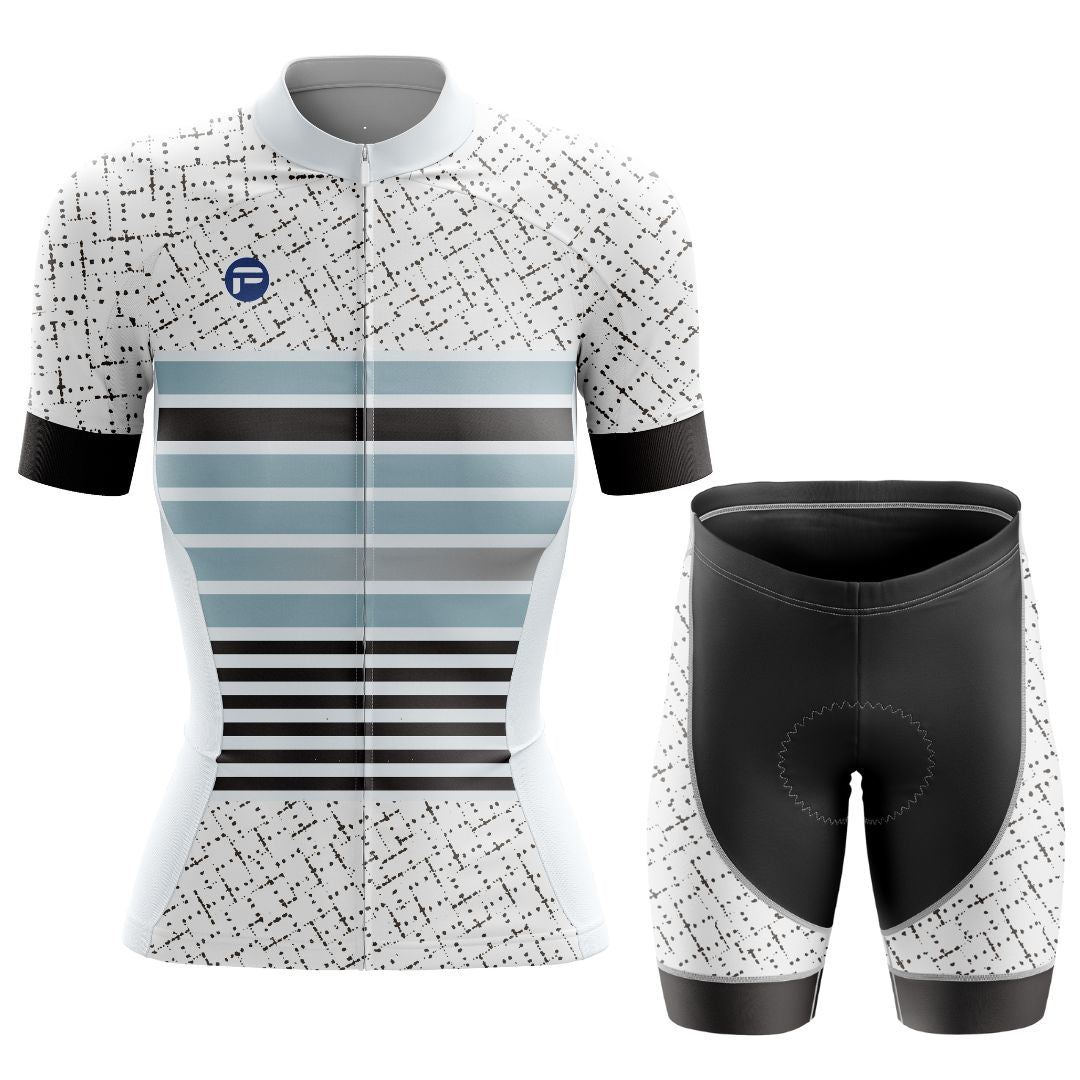 Frelsi Neo Stripes Short Sleeve Cycling Set featuring a modern, tech-inspired stripe design and breathable, high-performance fabric