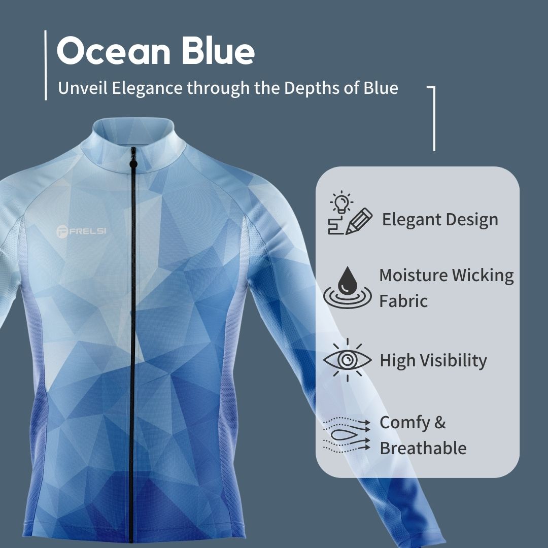 Ocean Blue | Men's Long Sleeve Cycling Jersey Highlights